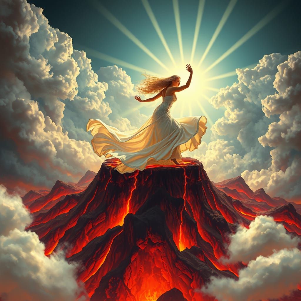 Aphrodite's Dance on a Volcano, Futuristic Style