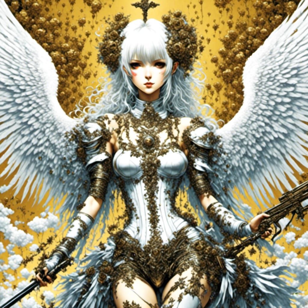 Manga Angel with White Heart in Bishojo Style