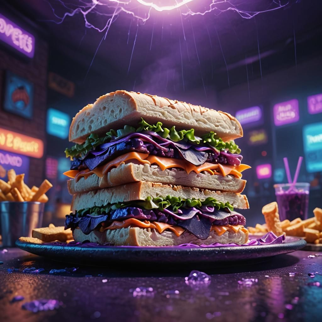 Surreal Bat Sandwich Concept Art in Volumetric Lighting