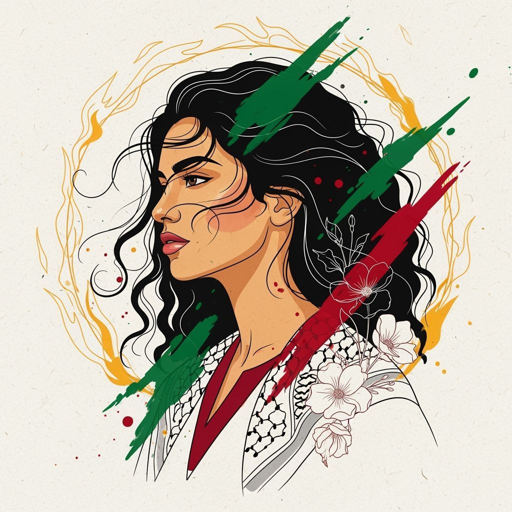 Minimalist Portrait of Arabic Woman in Abstract Style