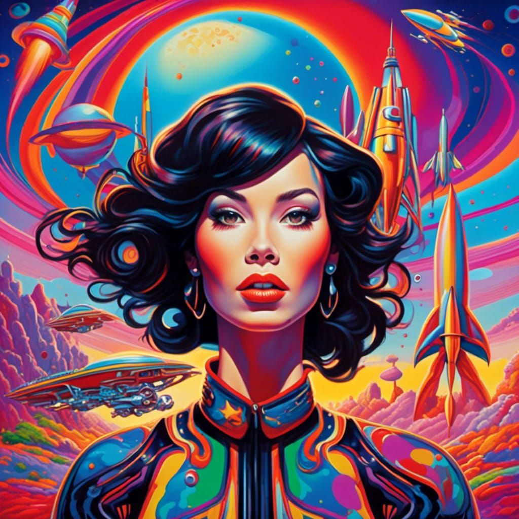 Psychedelic Pop Art: Woman on Alien Planet