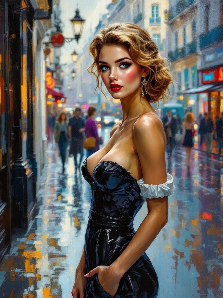 Encaustic Figure Study on a Paris Street