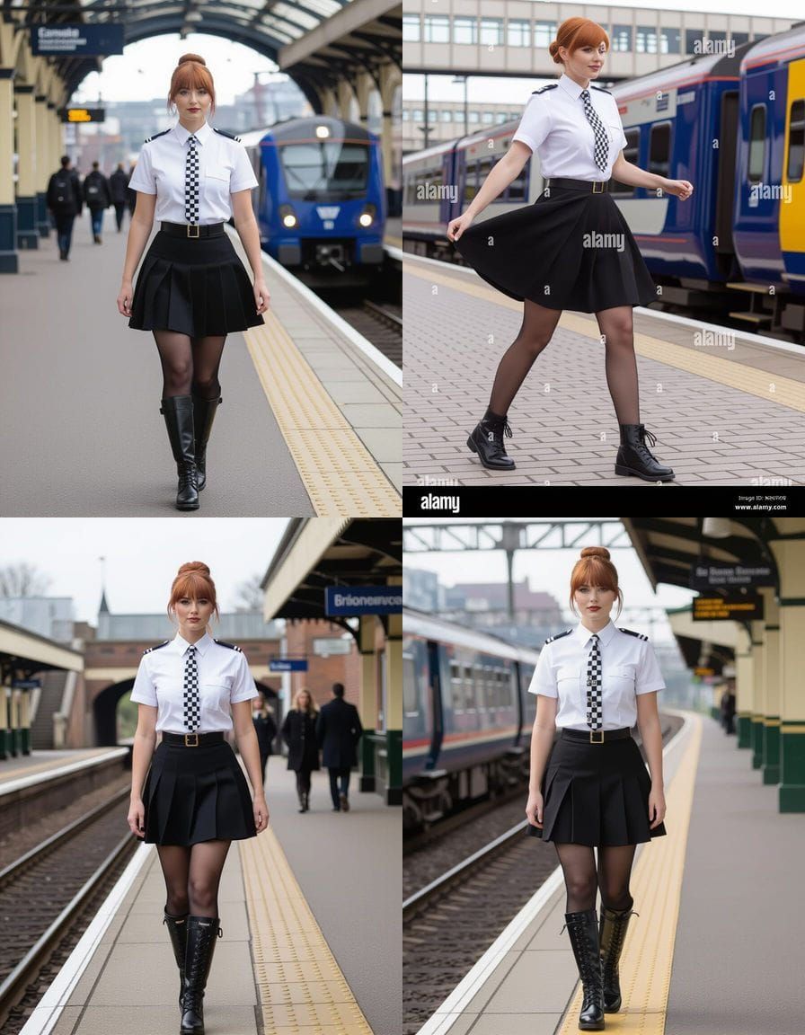 British Police WPC Uniform with Auburn Hair
