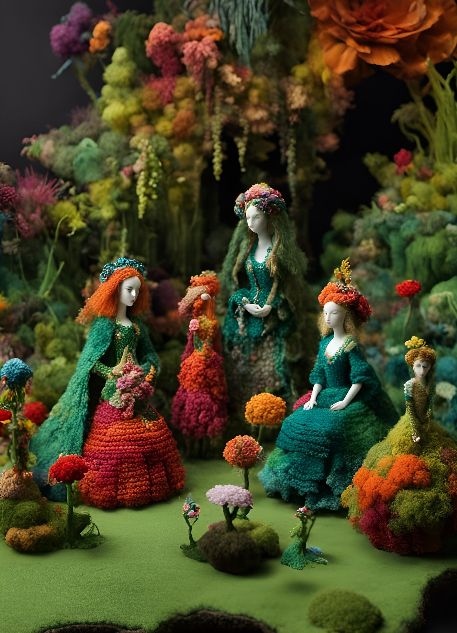 Glowing Figures at an Underwater Market