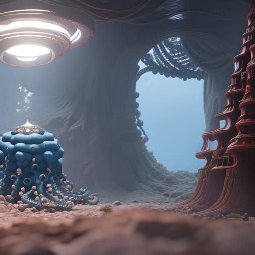 Octopus in Square: Detailed Matte Painting