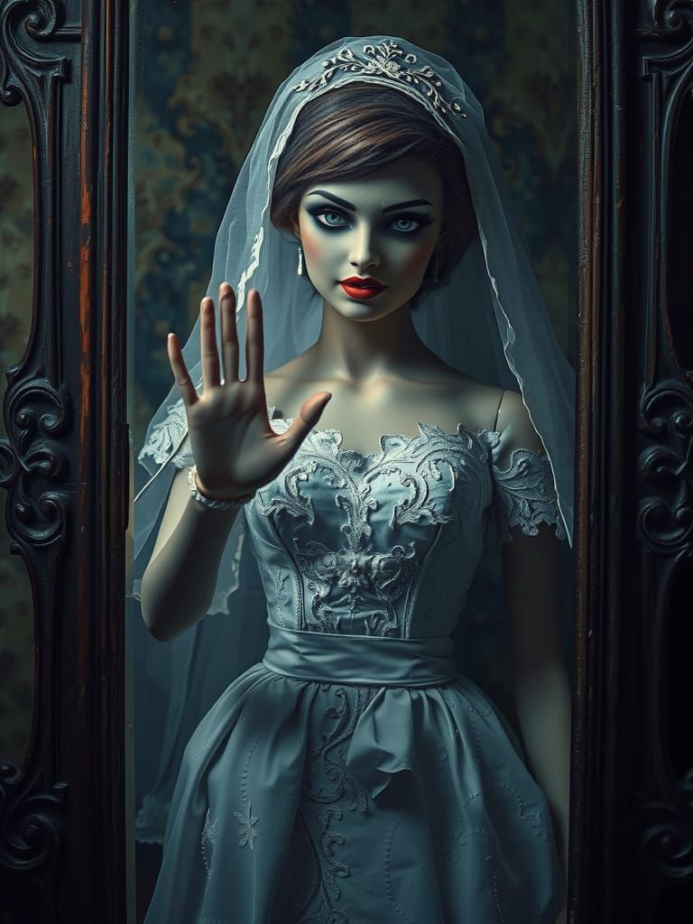 Eerie Mannequin Bride Emerges from Mirror in Hyperrealistic ...