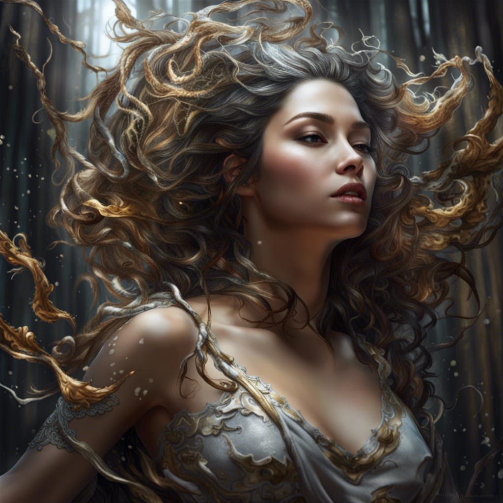 Hyperrealistic Female Beauty in Splash Art Style