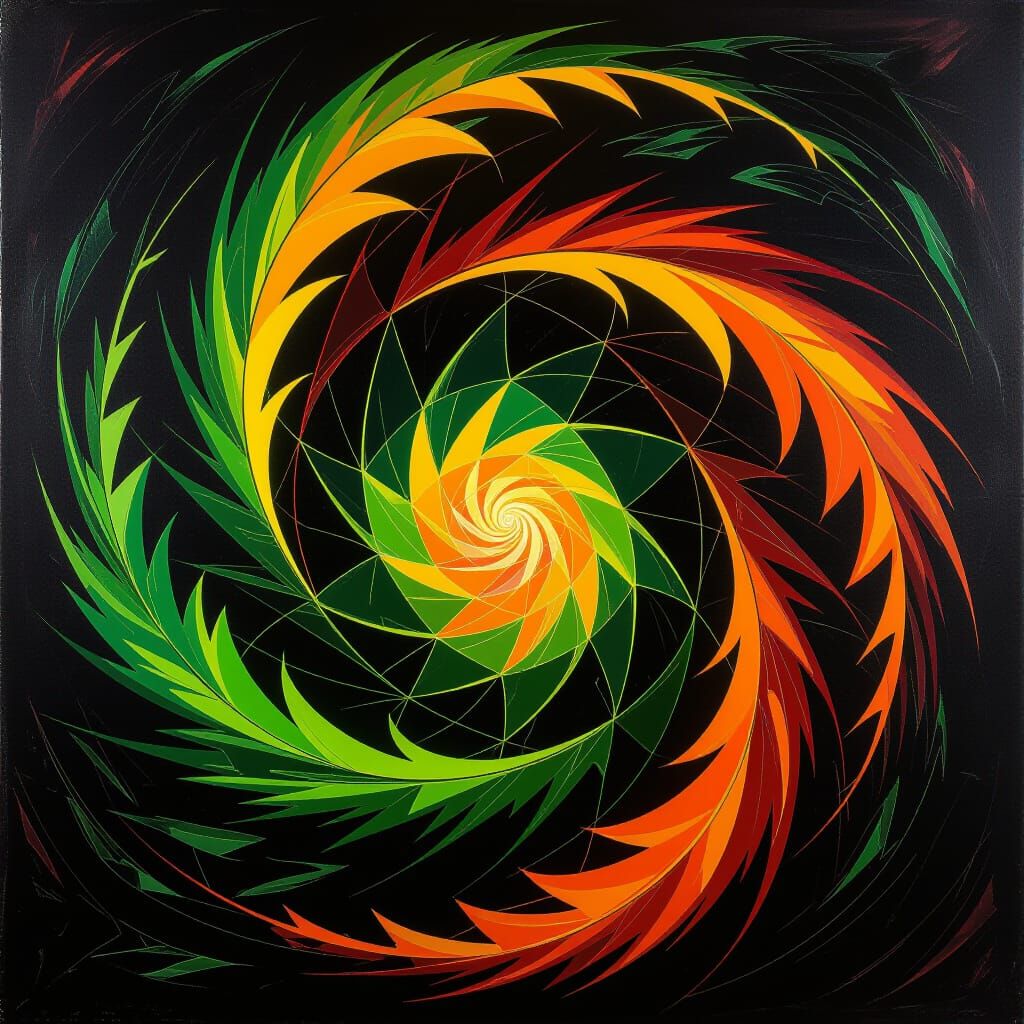 Dynamic Neon Abstract Expressionist Painting