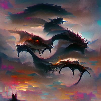 Sinister Dragons in a Fantasy Landscape