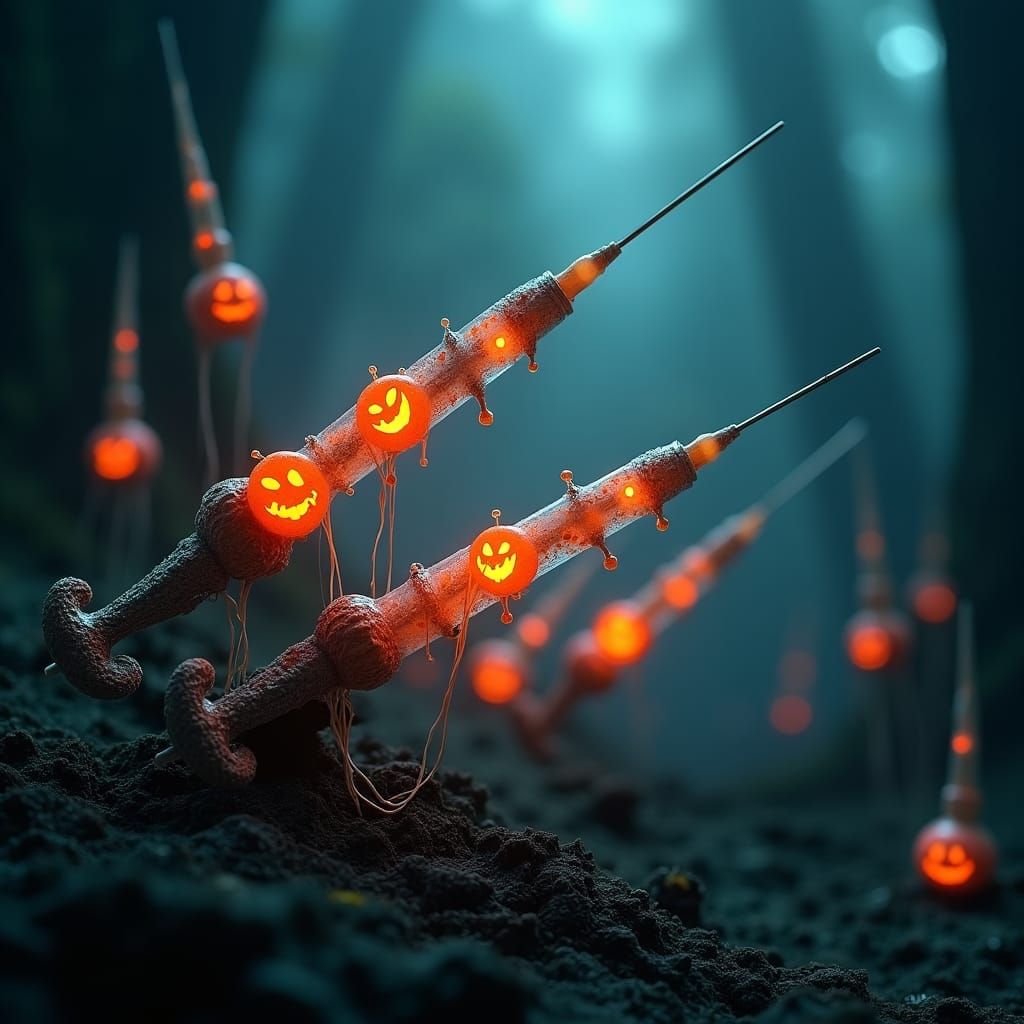 Ethereal Spore Syringes in Biomechanical Style