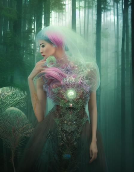 Mycelium Network Woman: A Detailed Octane Render