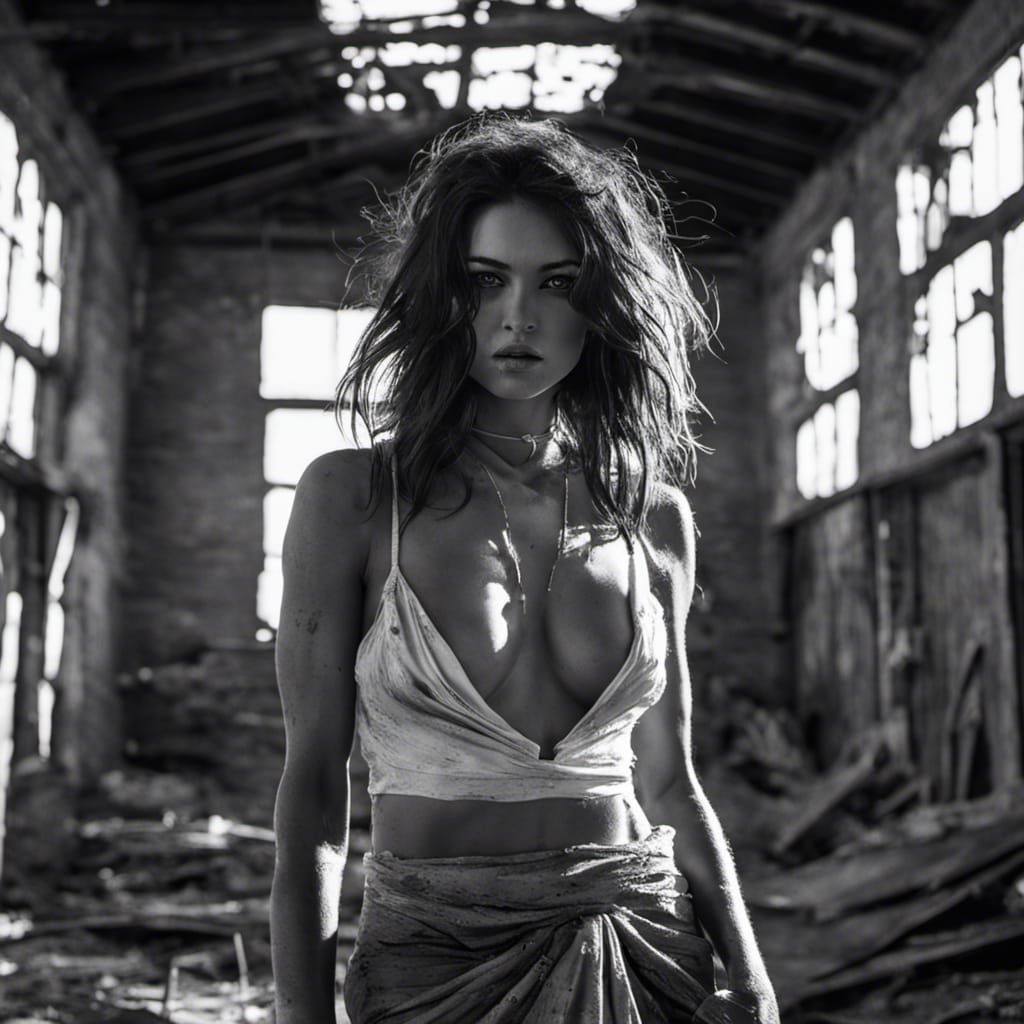 Black and White Goddess in Abandoned Ghost Town