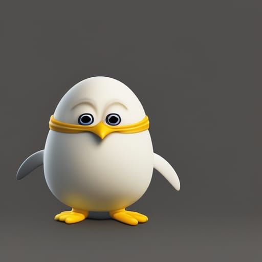 Egg Penguin in Pixar-Style 3D Digital Art