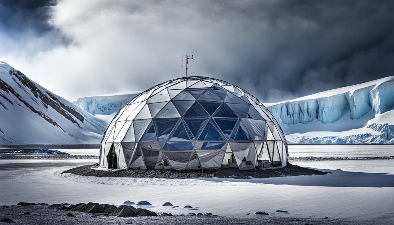 Self-Contained Dome Habitat in Antarctica: Hyperrealistic HD...