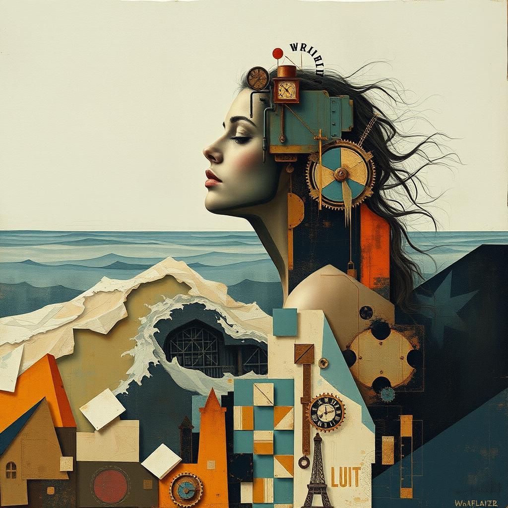 Abstract Expressionism: Mysterious Woman in Mixed Media