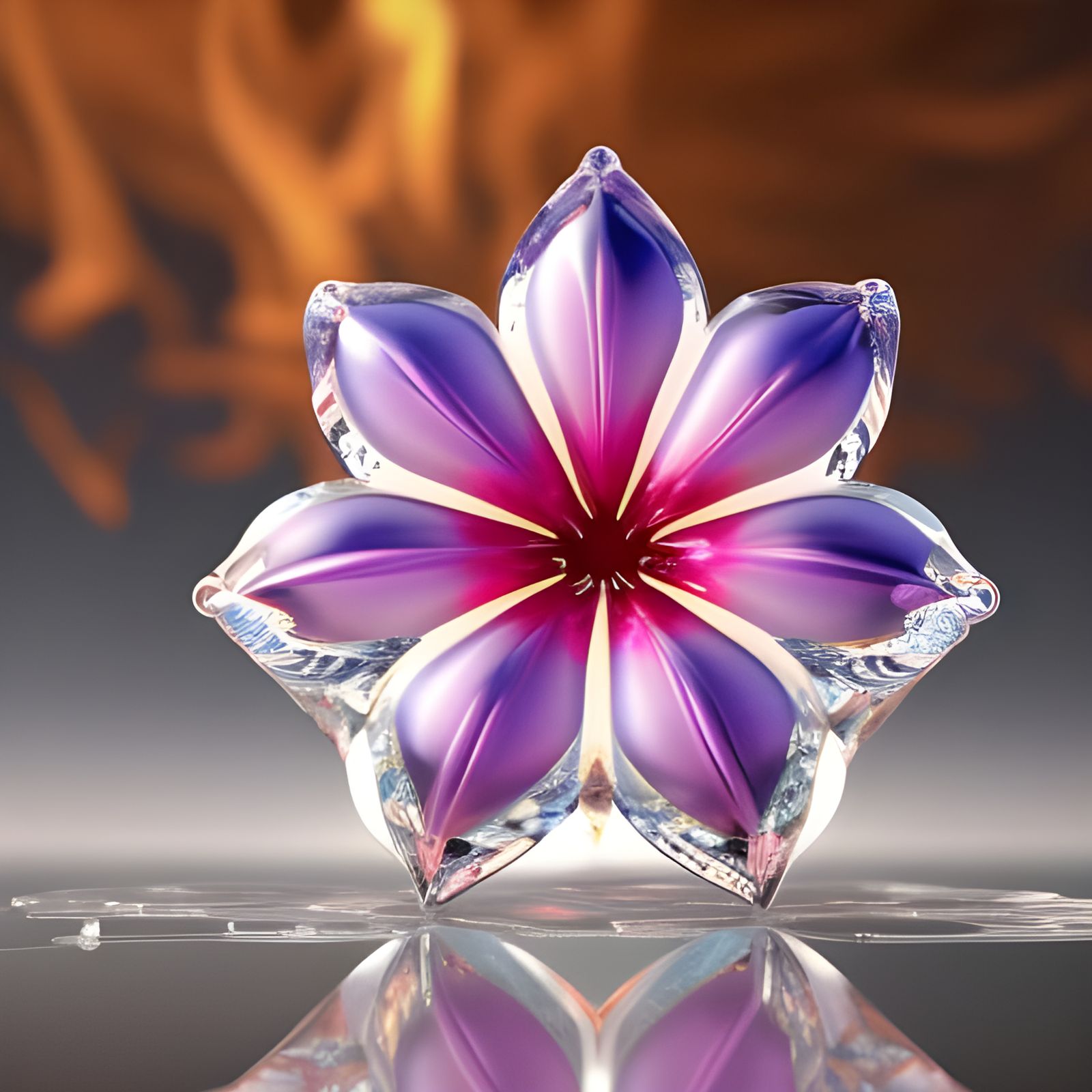 Ice and Fire Flower in Ultrarealistic Style