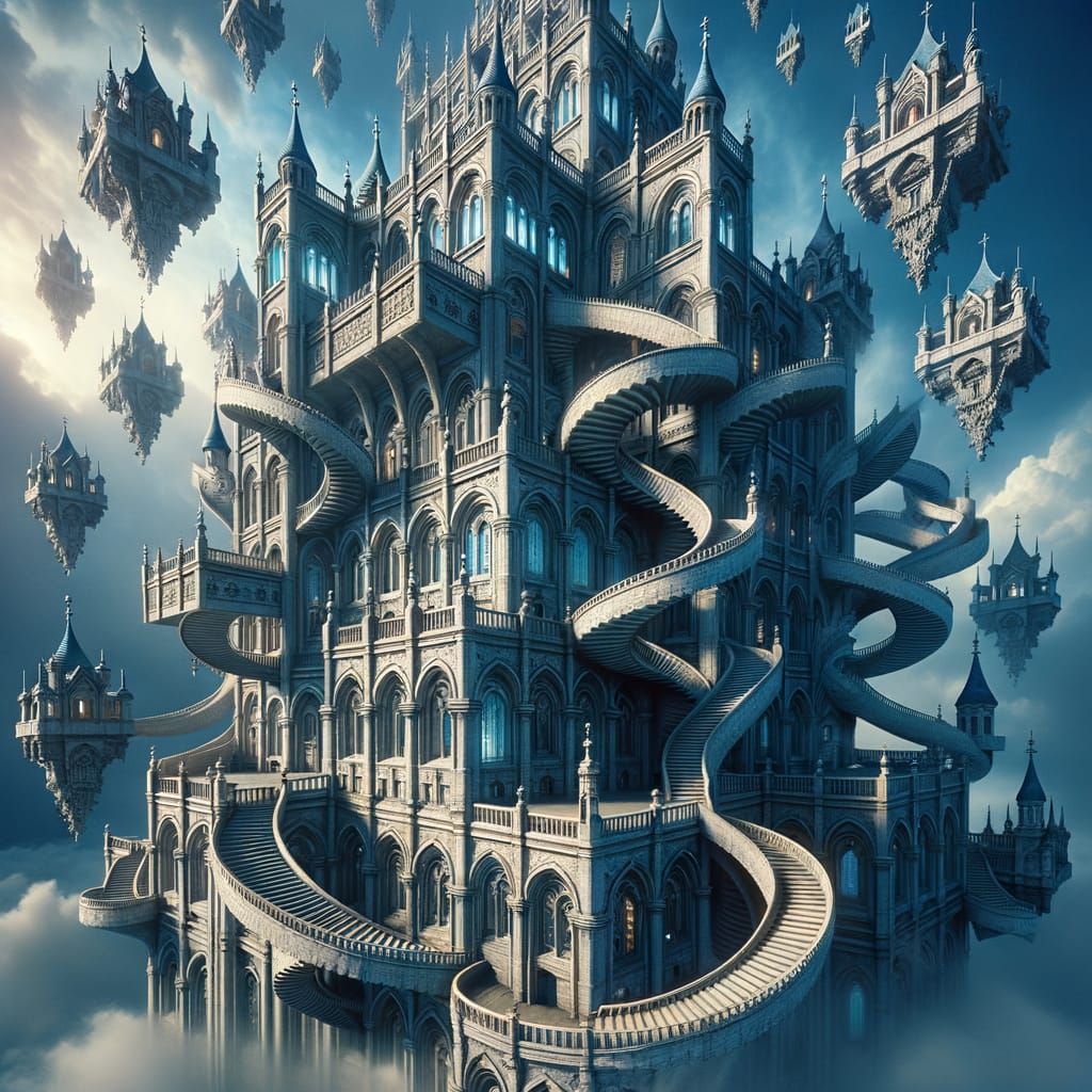 Surreal Architecture in Vivid Blues and Whites