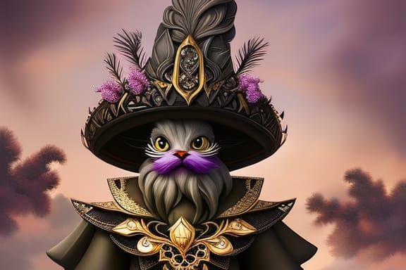 Filigree Chicken Portrait in Faerie Circle, Detailed Digital...