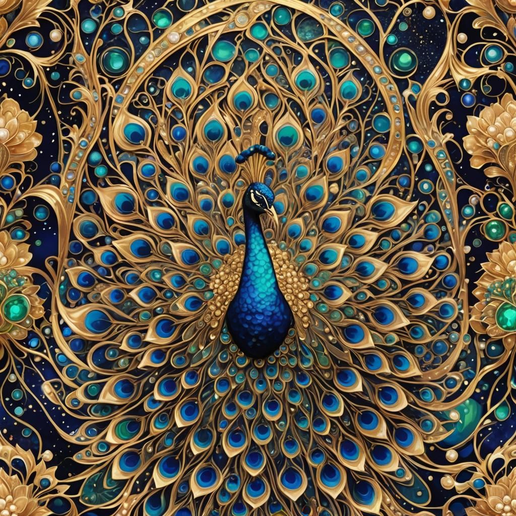 Opulent Peacock in Art Nouveau Style