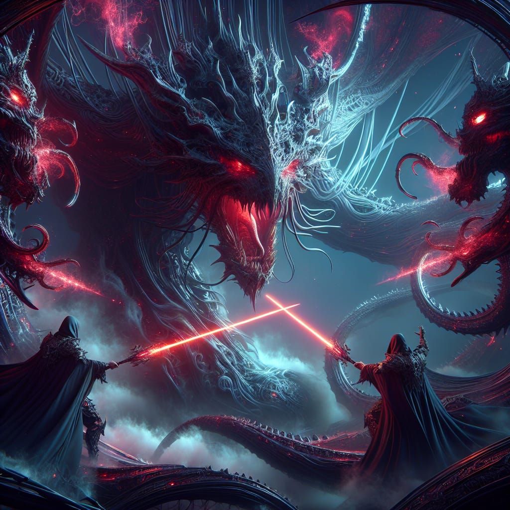 Epic Battle: Mythical Creature vs. Crimson Knights