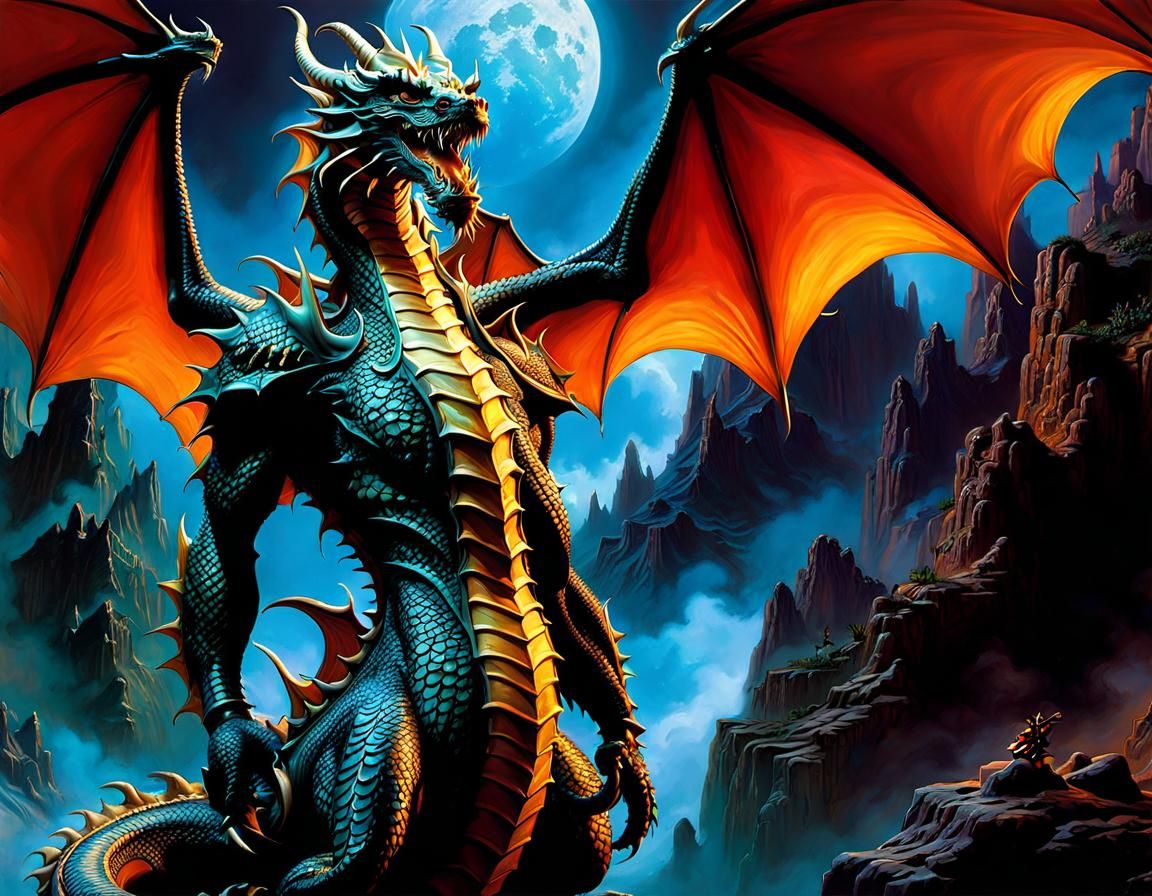 Colorful Dragon Dreaming Digital Art