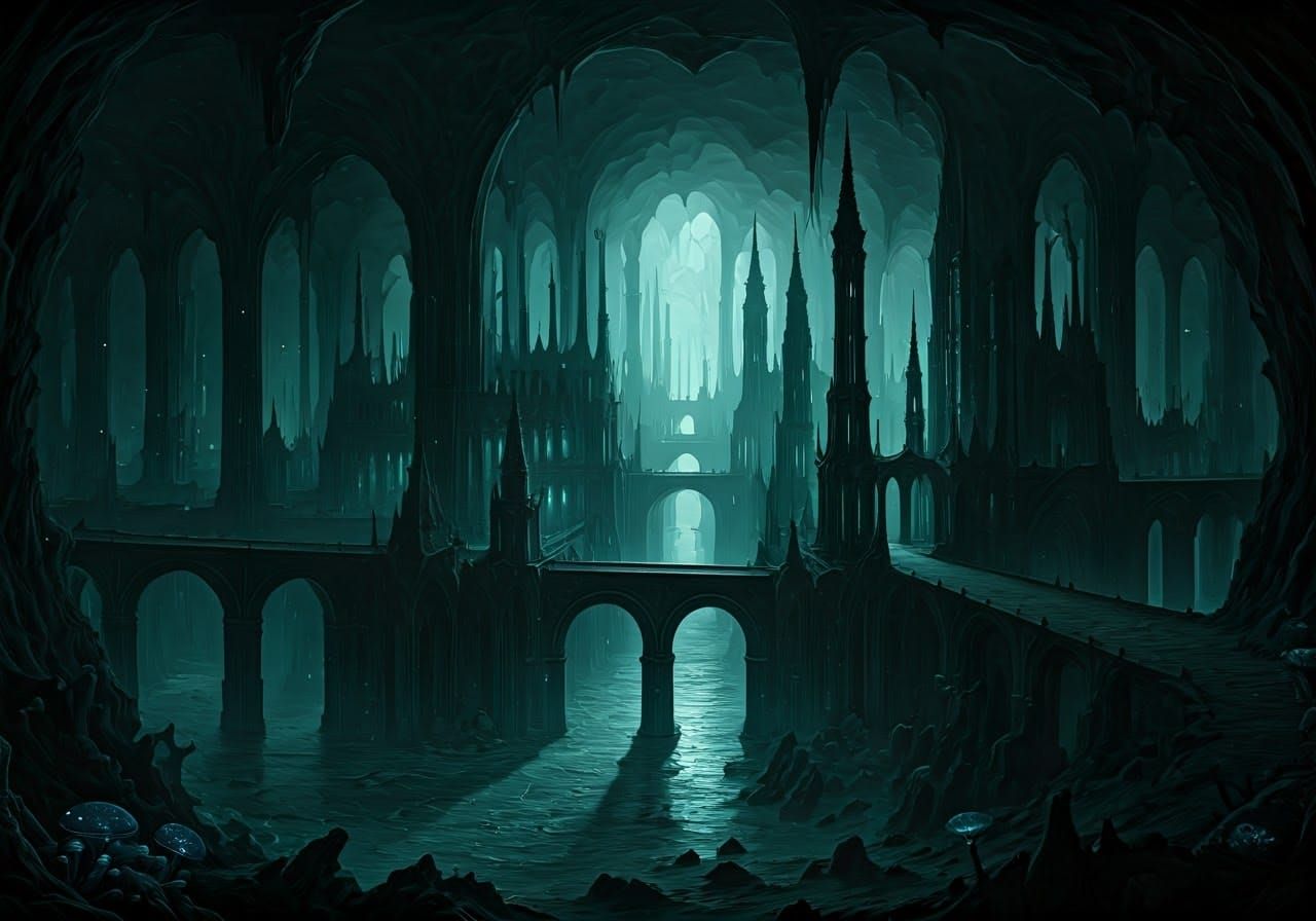 Grim Dark Elf City in Perpetual Twilight