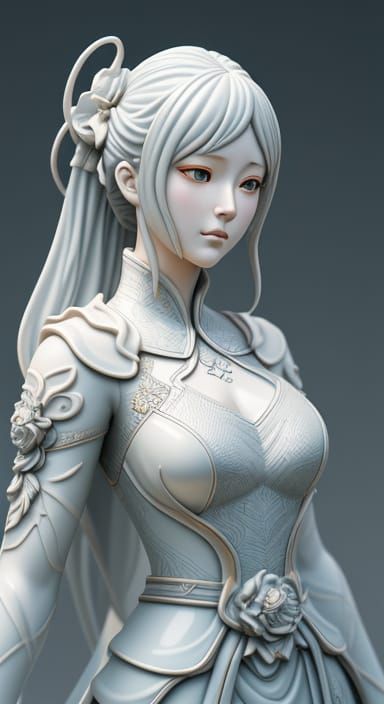 Delicate Anime-Inspired Porcelain Statue