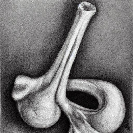 Hyperdetailed Charcoal Drawing of a Bone