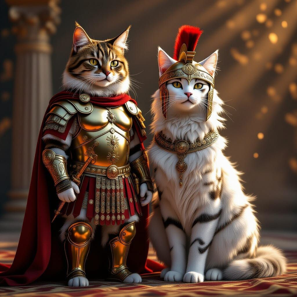 Regal Roman Cats in 3D Render
