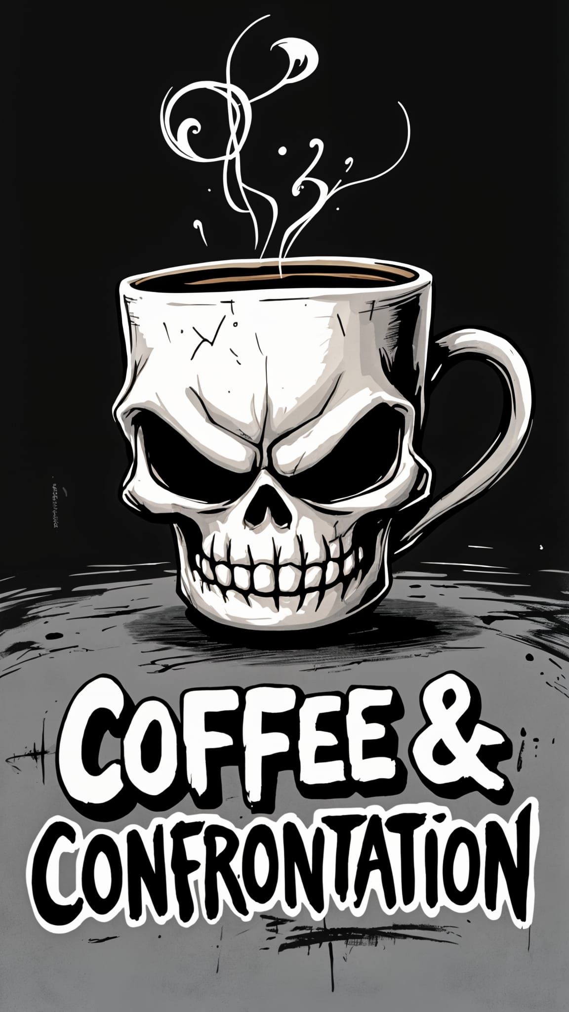 Chibi Skull Coffee Mug Cartoon Logo