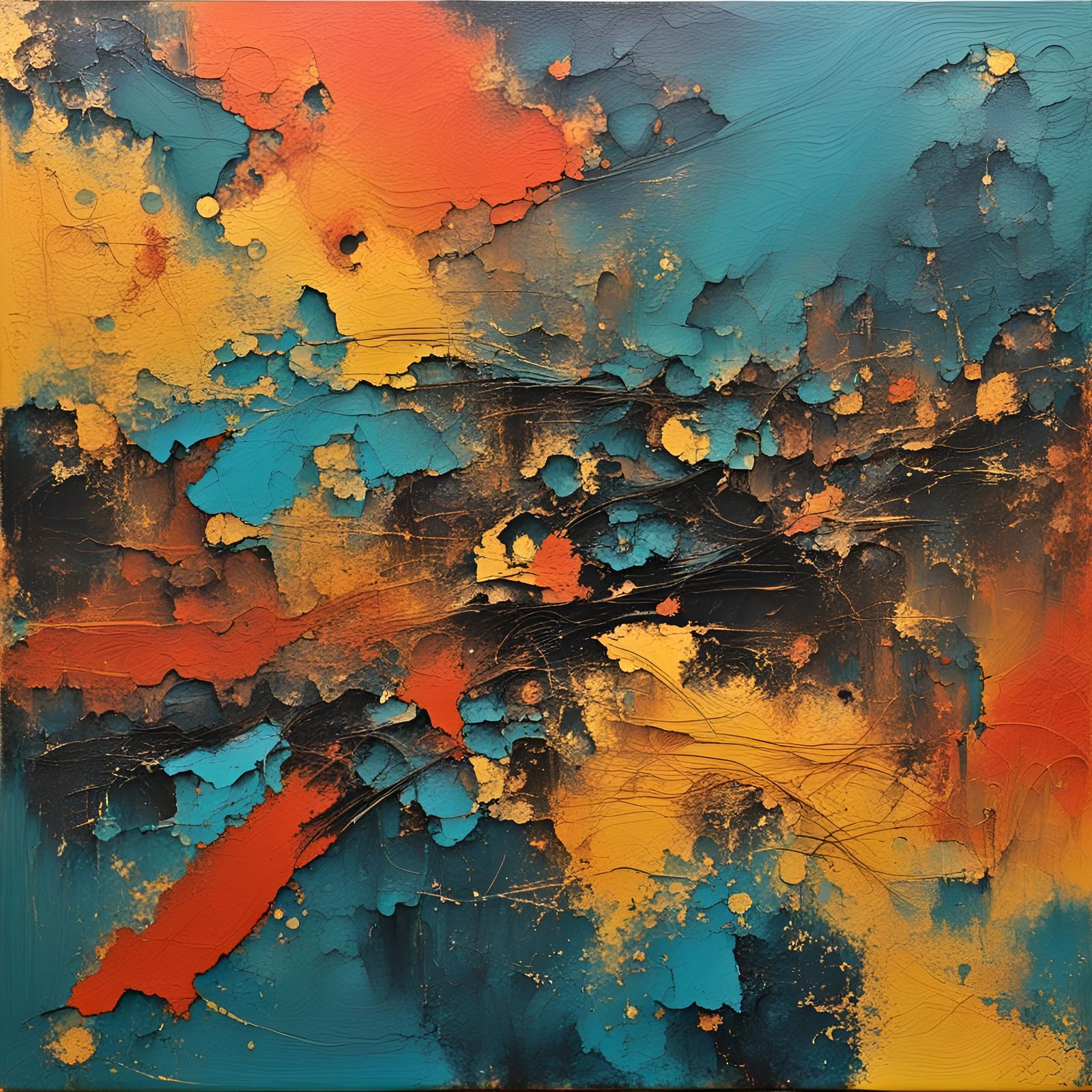 Abstract Art with Complementary Colors and Fine Details