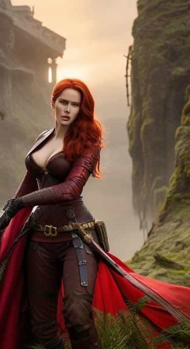 Hyperrealistic Scarlett Johansson as Triss in Witcher Style