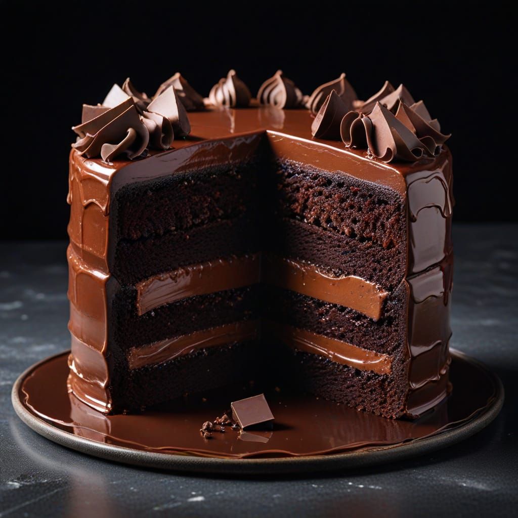 Chocolate Layer Cake Cross-Section: Gourmet Food Shot