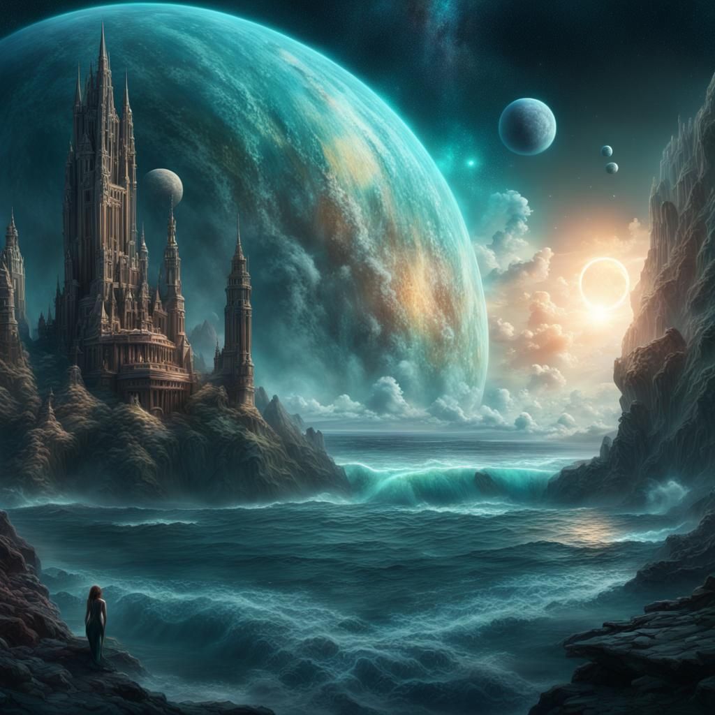 Mermaid Among Stars: A Digital Matte Painting