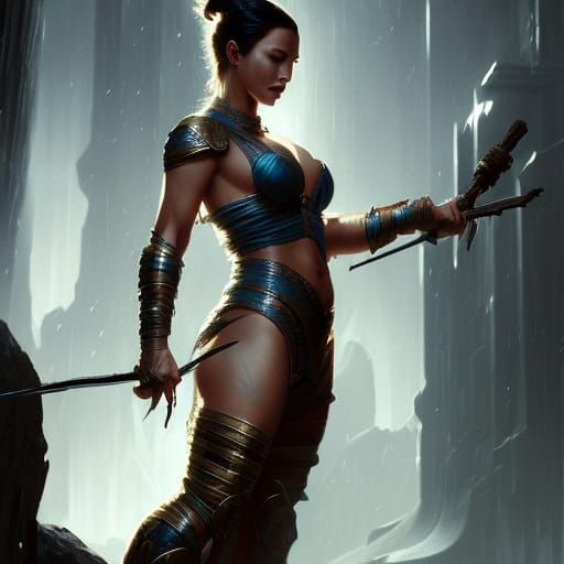 Kitana Mortal Kombat Portrait in Comic Book Style