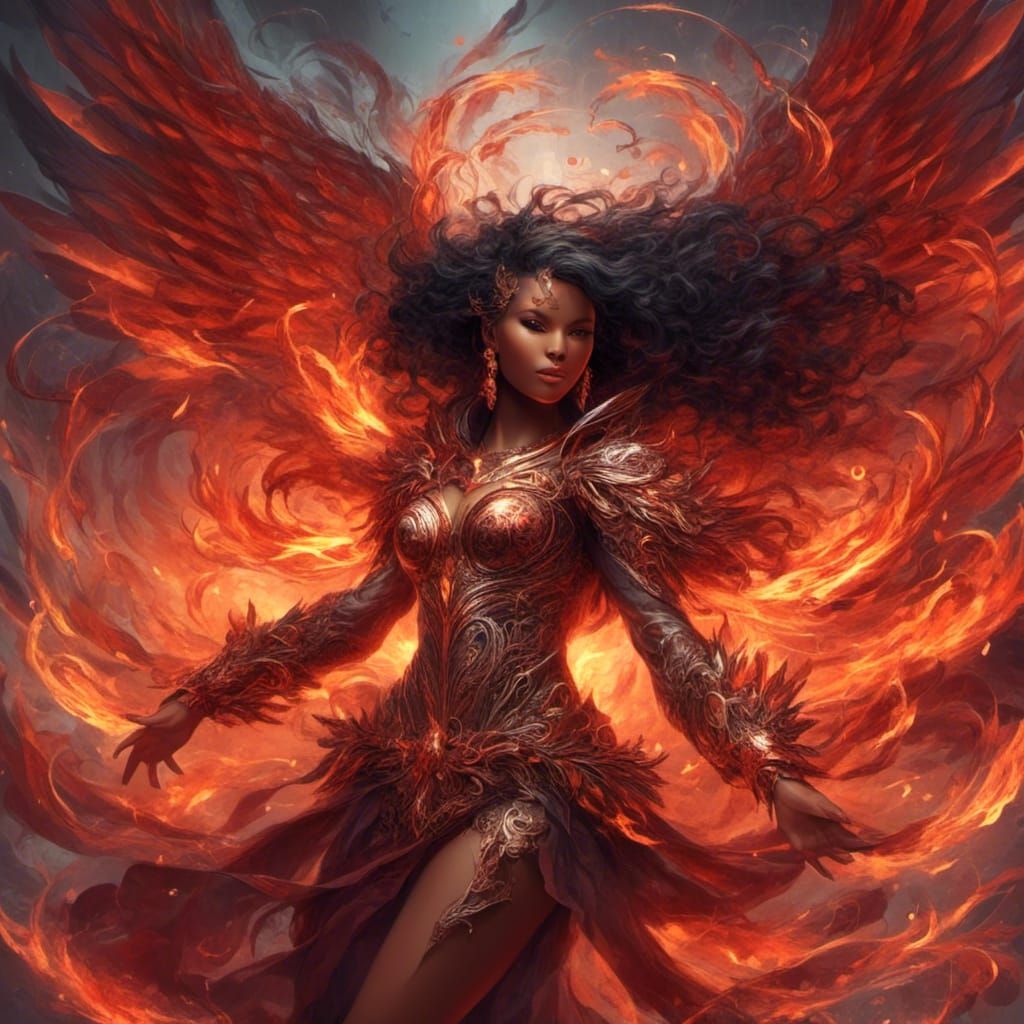 Fiery Angel Woman: A Digital Portrait