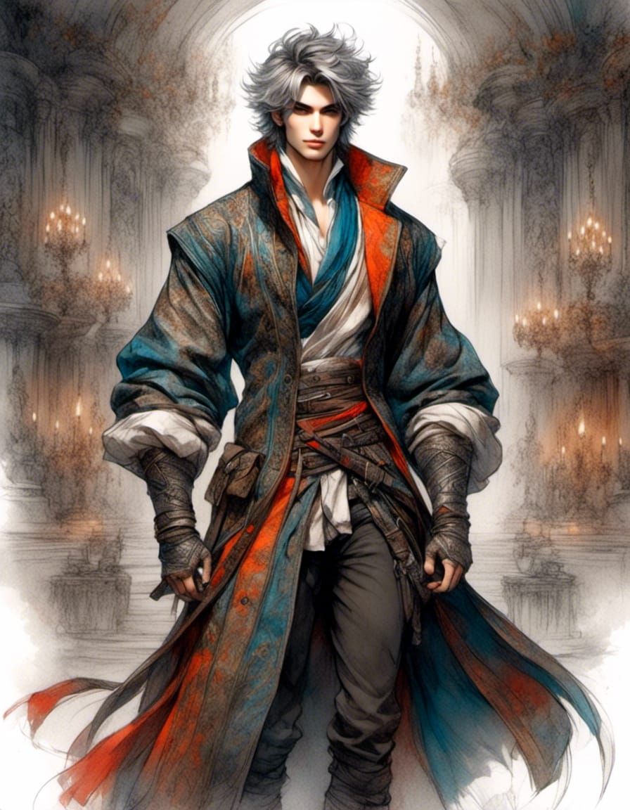 Anime Rogue Portrait in Detailed Sketch Style