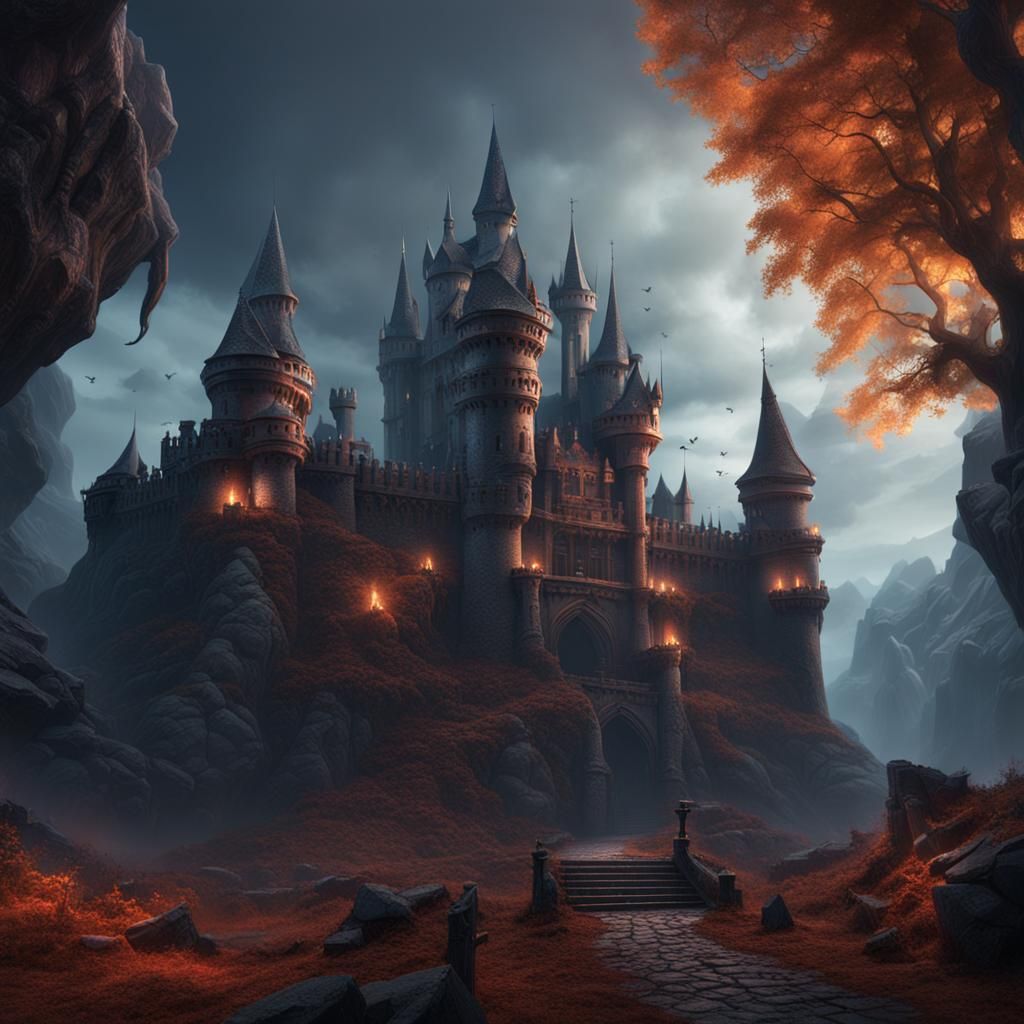 Fantastical Castle of Hell in Detailed Matte Painting