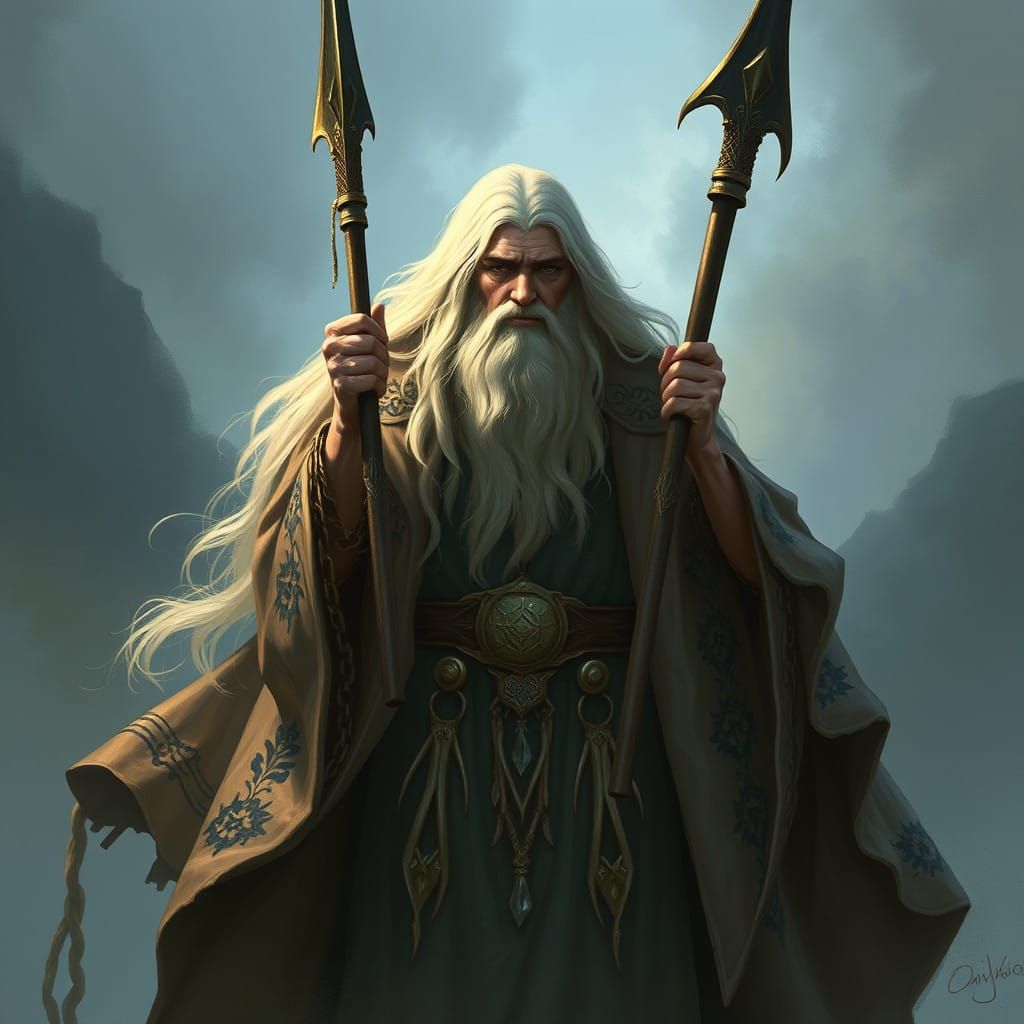 Mysterious Elf of Lothlórien in Whimsical Watercolor