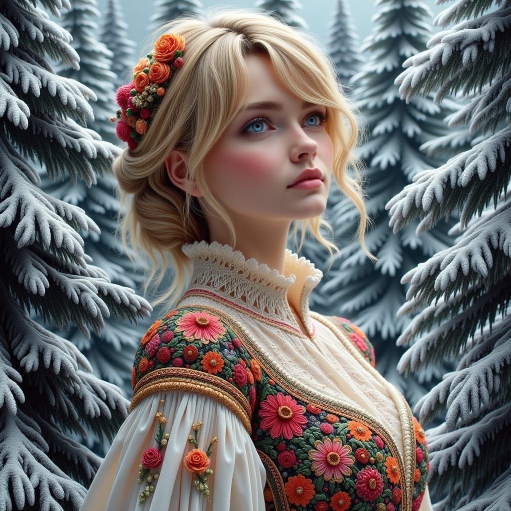 Finnish Woman in Elegant Traditional Velvet Attire