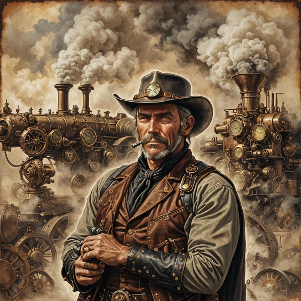 Steampunk Cowboy in a Neo-Victorian Setting