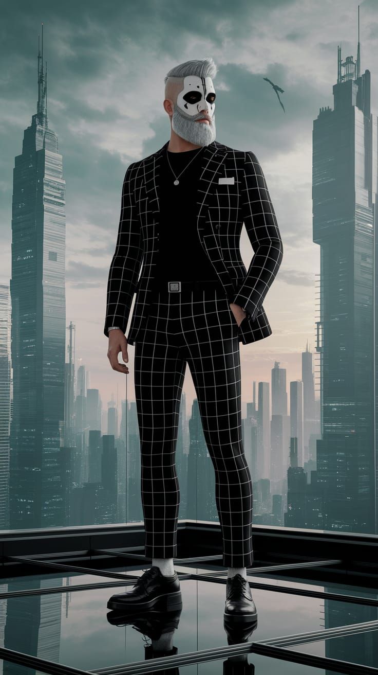 Monochrome Cyberpunk Vision of a Dystopian Metropolis