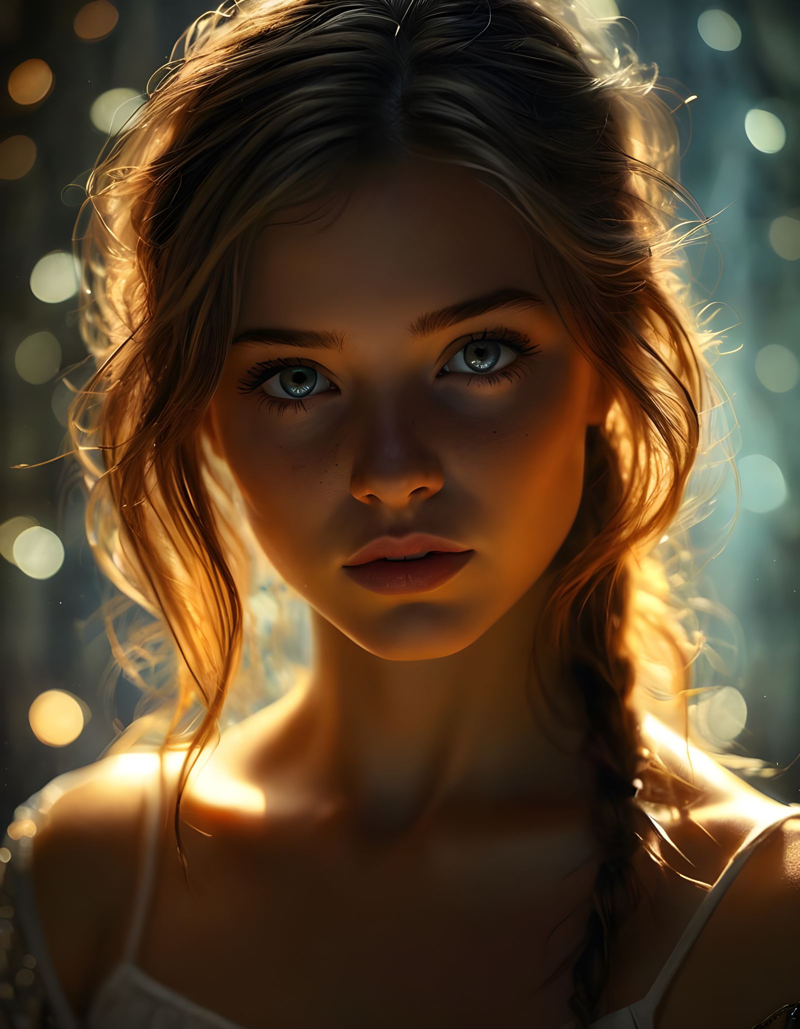 Shimmering Portrait of a Girl Bathed in Light