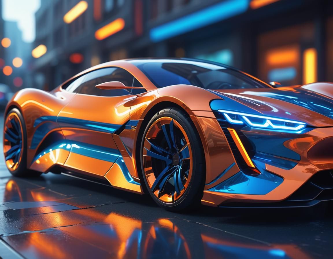 High-Tech Car Concept Art in Cel-Shaded Style