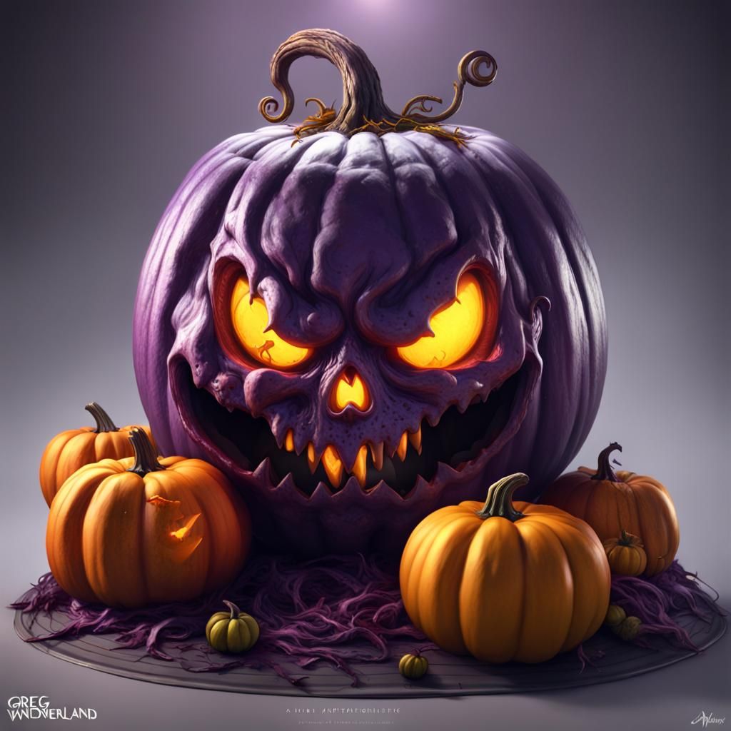 Evil Pumpkin in Wonderland: Dark Fantasy Art