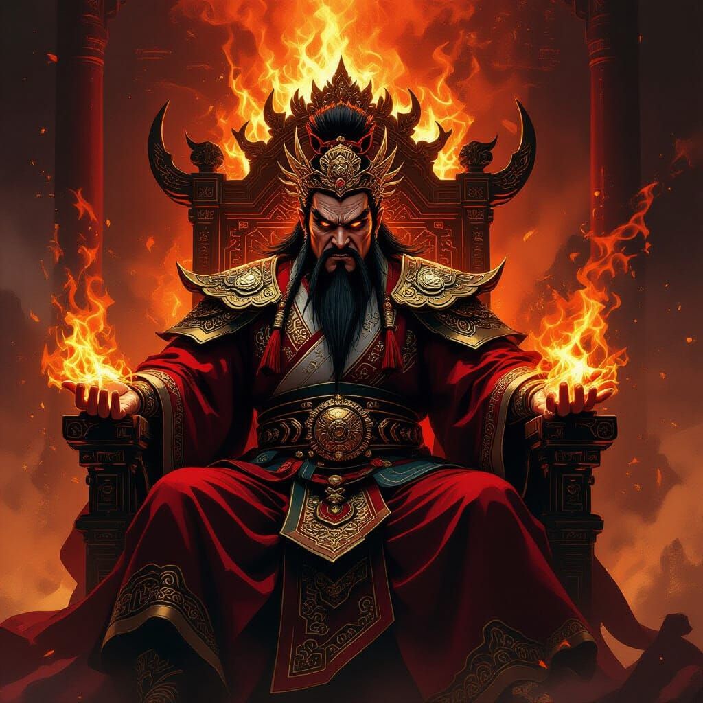 Fierce Yama, King of Hell, in Crimson and Gold