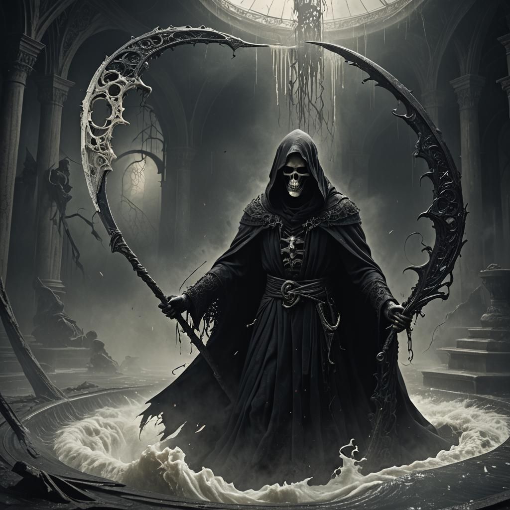 Grim Reaper in Ethereal Shadows as Matte Painting