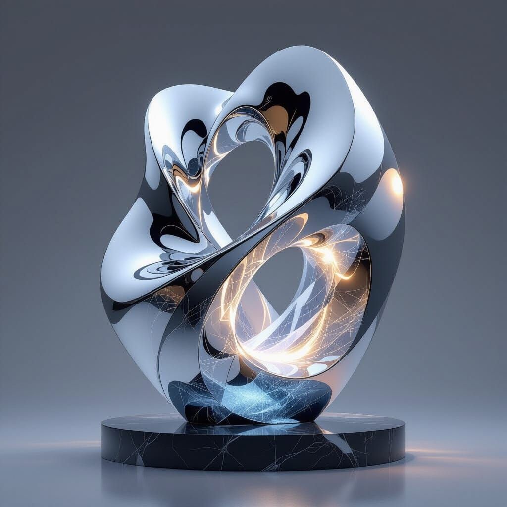 Monumental Sculpture of Chrome and Crystal with Dynamic Ener...