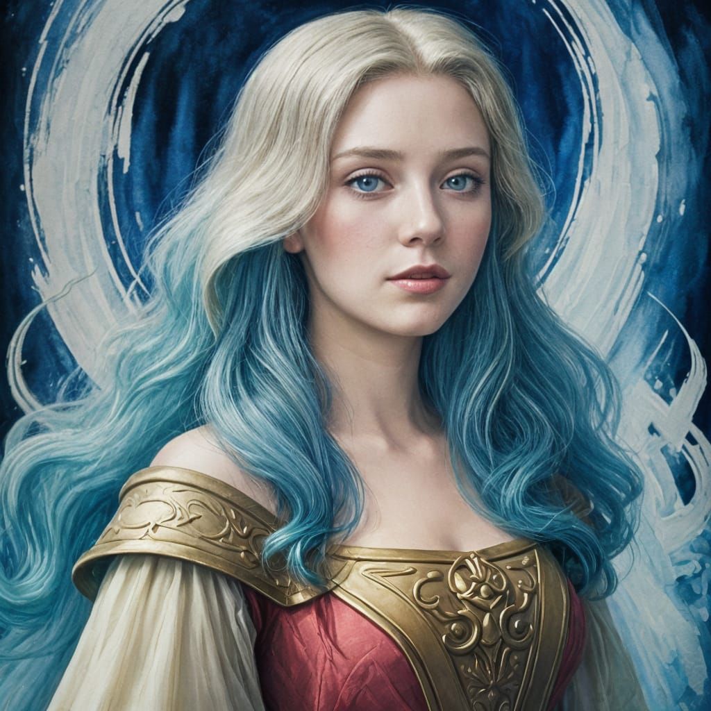 Princess Eilonwy Portrait in Gouache Watercolor Style