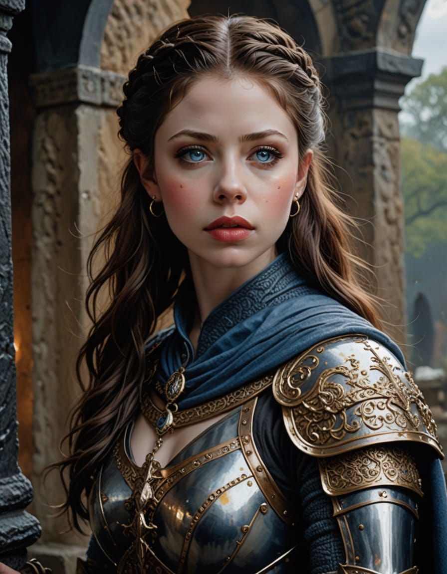 Medieval Michelle Trachtenberg as a Brave Knightess